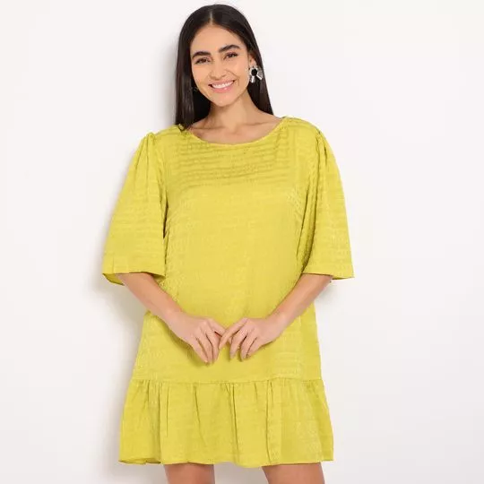 Vestido Curto Texturizado- Amarelo- Lança Perfume