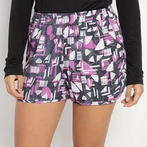 Short Com Elástico<BR>- Preto & Roxo<BR>- Morena Rosa