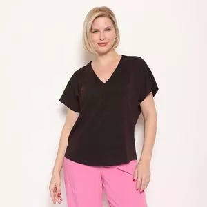 Blusa Lisa<BR>- Preta<BR>- Maria Valentina