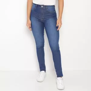 Calça Jeans Skinny Com Recortes<BR>- Azul Escuro<BR>- M. Officer