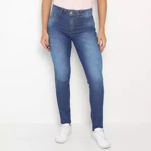 Calça Jeans Skinny Com Recortes<BR>- Azul<BR>- M. Officer