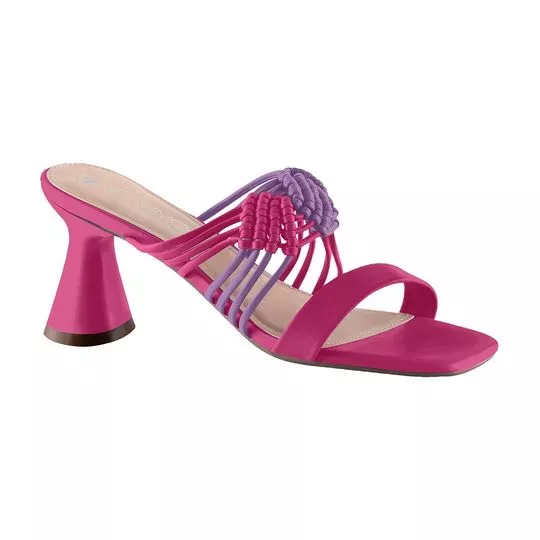 Tamanco Com Nós- Pink & Roxo- Salto: 7cm- VIA UNO