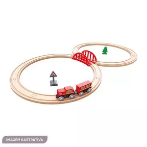 Ferrovia Clássica Em Formato De 8<BR>- 8Pçs<BR>- Hape