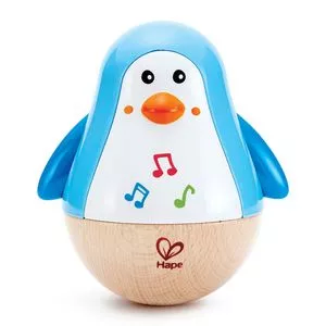 Pinguim Musical De Balanço<BR>- Azul & Bege<BR>- 9x0,9x11,2cm<BR>- Hape