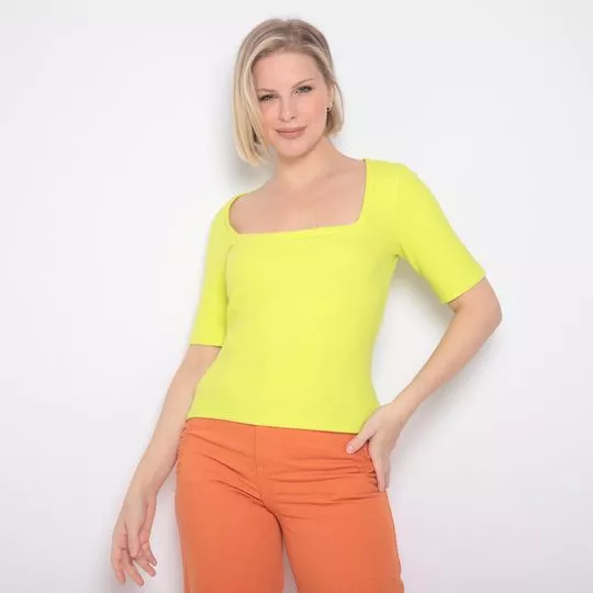 Blusa Canelada- Amarelo Neon