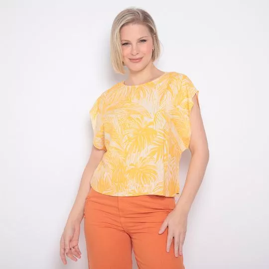 Blusa Folhagens- Amarela & Branca