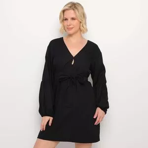 Vestido Curto Com Amarração<BR>- Preto