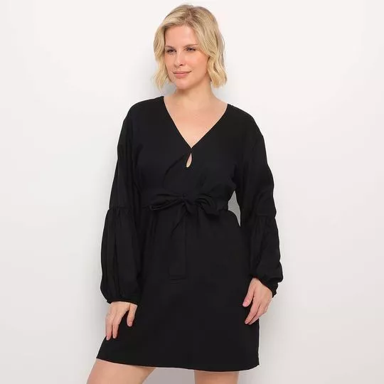 Vestido Curto Com Amarração- Preto