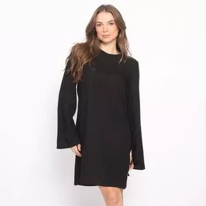 Vestido Curto Com Amarrações<BR>- Preto