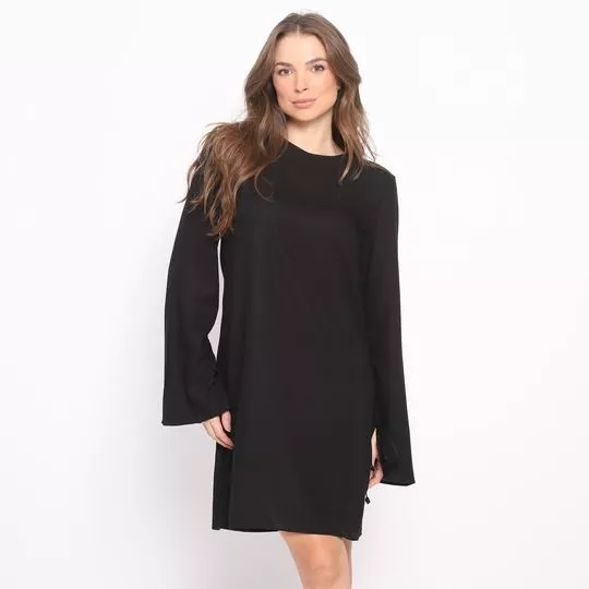 Vestido Curto Com Amarrações- Preto