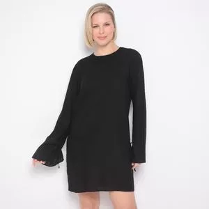 Vestido Curto Liso<BR>- Preto