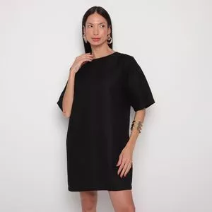 Vestido Curto Em Viscose<BR>- Preto