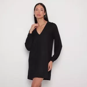 Vestido Curto Liso<BR>- Preto