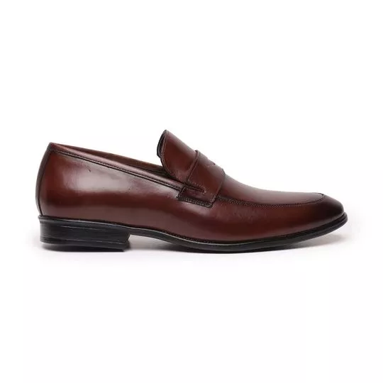 Loafer Em Couro- Marrom Escuro- CNS