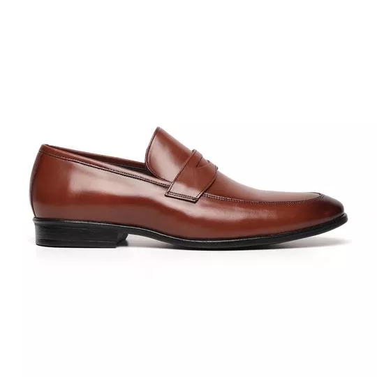 Loafer Em Couro- Marrom- CNS