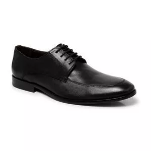 Sapato Social Em Couro<BR>- Preto<BR>- Turunelli