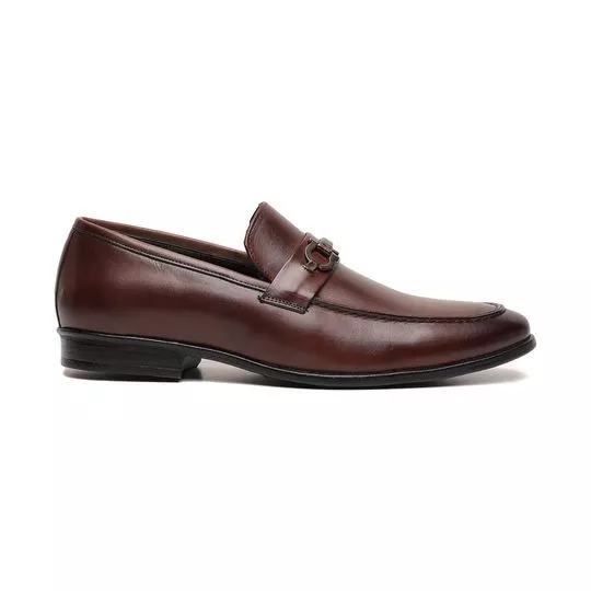 Loafer Em Couro- Marrom Escuro- CNS