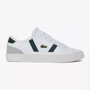 Tênis Lacoste® Com Recortes<BR>- Branco & Verde Escuro