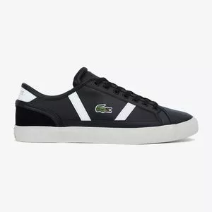 Tênis Lacoste® Com Recortes<BR>- Preto & Branco