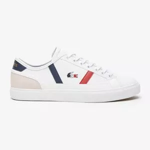 Tênis Lacoste® Com Recortes<BR>- Branco & Vermelho