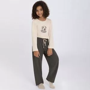 Pijama Dogs<BR>- Off White & Cinza Escuro