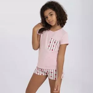 Pijama Corações<BR>- Rosa Claro