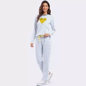 Pijama Poá<BR>- Branco & Azul<BR>- Veggi