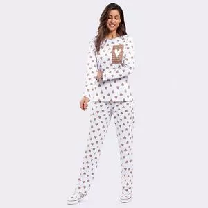 Pijama Loving<BR>- Branco & Marrom<BR>- Veggi