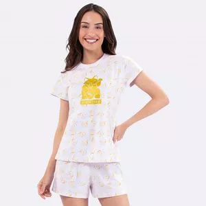 Short Doll Gatinho<BR>- Branco & Amarelo<BR>- Veggi