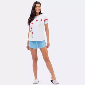 Short Doll Basquete<BR>- Branco & Azul Claro<BR>- Veggi