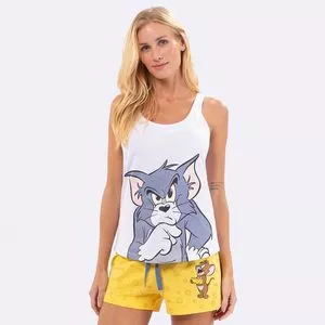 Short Doll Tom And Jerry®<BR>- Branco & Amarelo<BR>- Veggi