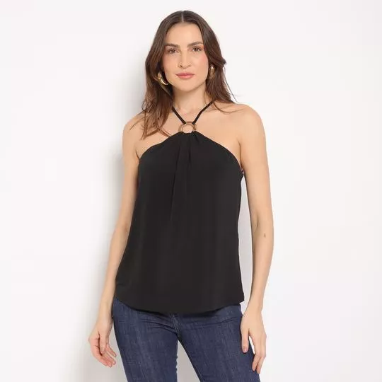 Blusa Com Aviamento- Preta- Morena Rosa