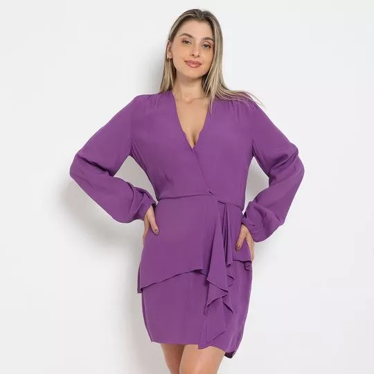 Vestido Curto Com Amarração- Roxo- Morena Rosa