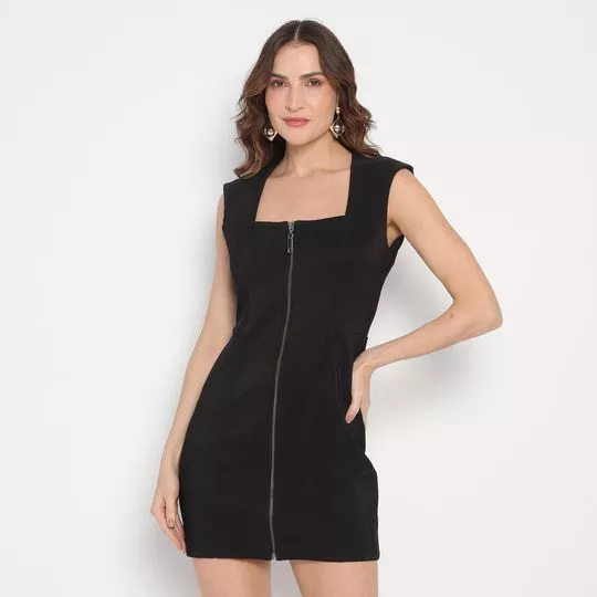 Vestido Curto Com Zíper- Preto- Morena Rosa