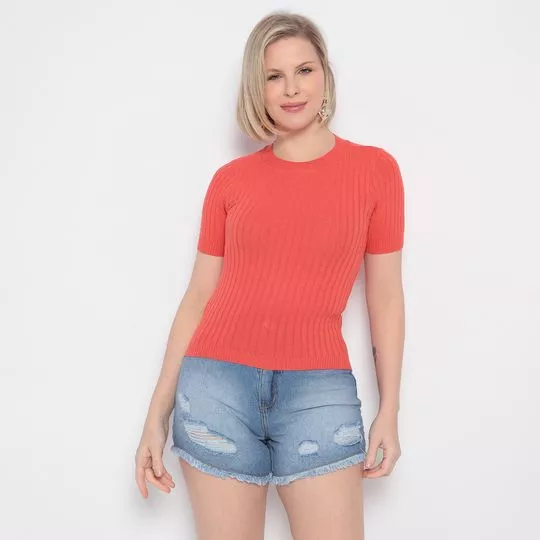 Blusa Em Tricô- Laranja- Morena Rosa