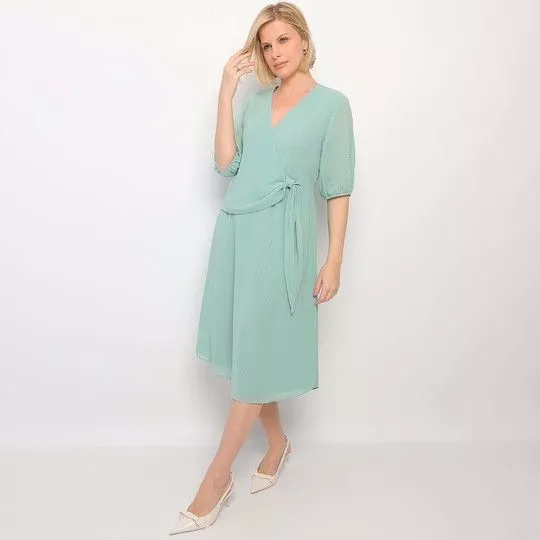 Vestido Midi Com Amarração- Azul Claro- Morena Rosa