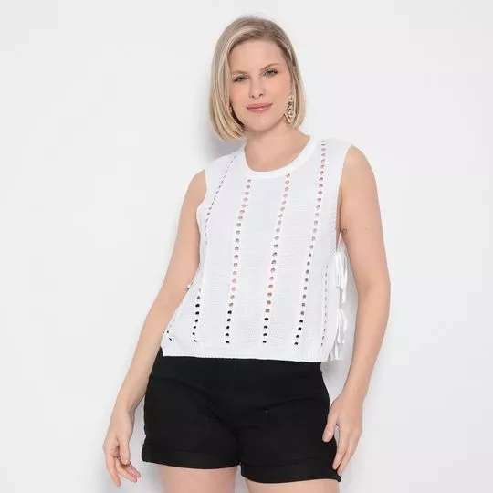 Blusa Com Amarrações- Off White- Morena Rosa