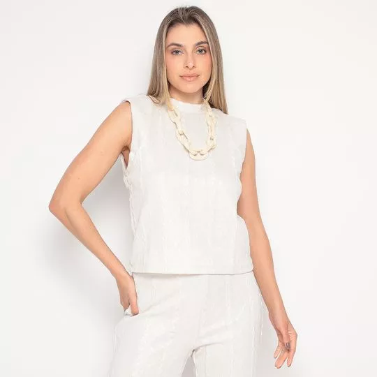 Blusa Texturizada- Off White- Morena Rosa