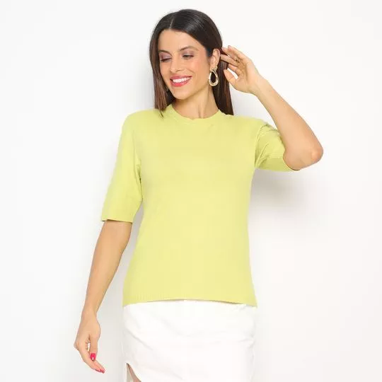 Blusa Em Tricô- Verde Limão- Morena Rosa