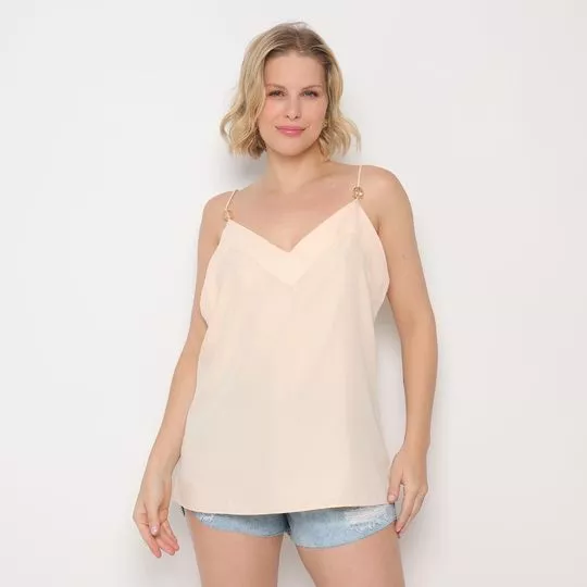 Blusa Com Aviamentos- Rosa Claro- Maria Valentina