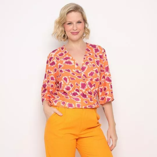 Cropped Abstrato- Laranja & Pink- Maria Valentina