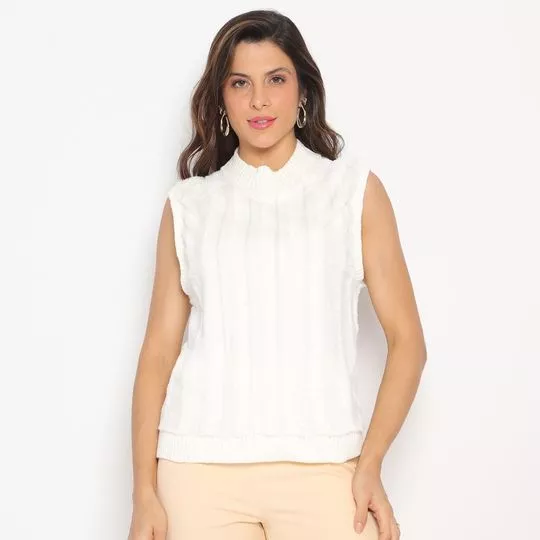 Blusa Em Tricô- Off White- Maria Valentina