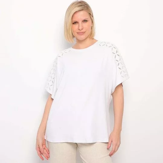 Blusa Com Recortes- Branca- Maria Valentina