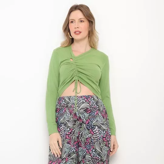 Blusa Com Franzidos- Verde- Zinco