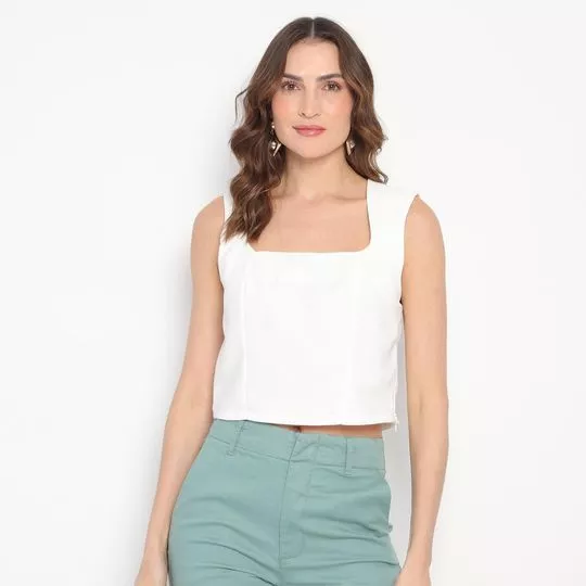 Cropped Liso- Branco- Zinco