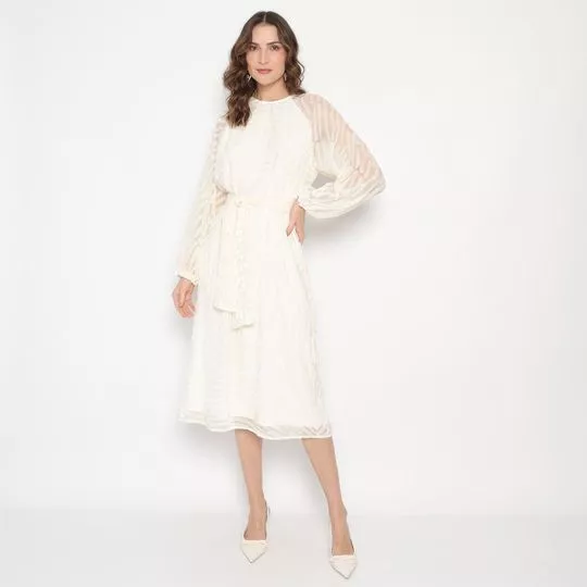 Vestido Midi Abstrato- Off White- Iódice