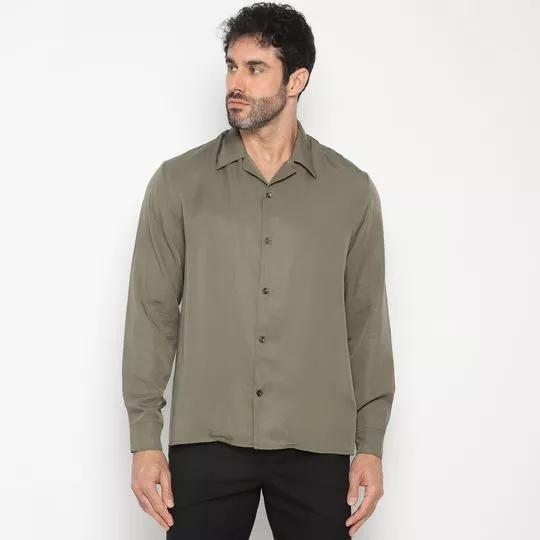 Camisa Acetinada- Verde Militar- Iódice