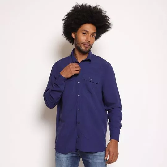 Camisa Com Linho- Azul Marinho- Iódice