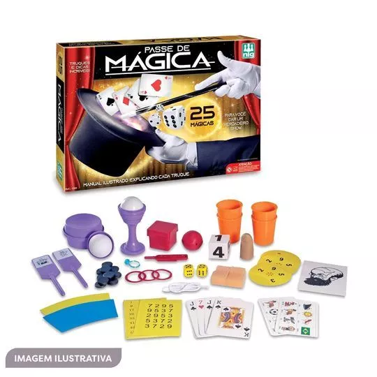 Jogo Passe De Mágica- Branco & Roxo- 20 Mágicas- Nig Brinquedos