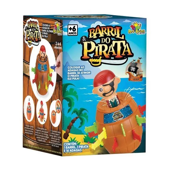 Jogo Barril Pirata- Marrom & Azul- 18Pçs- Art Brink